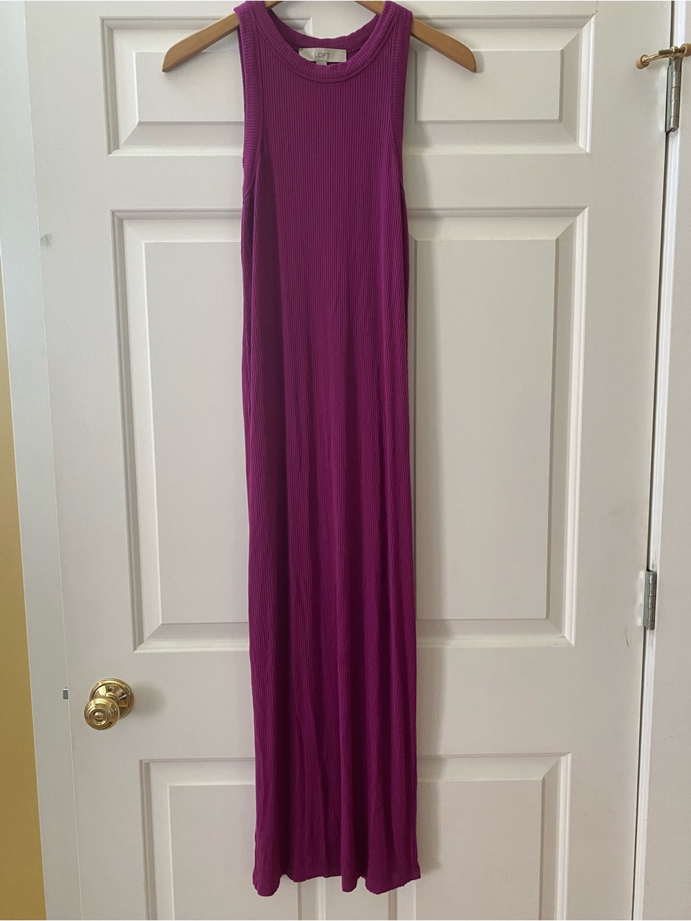 LOFT Maxi Dress Purple Ribbed Tank Sleeveless Summer Dress Small Casual